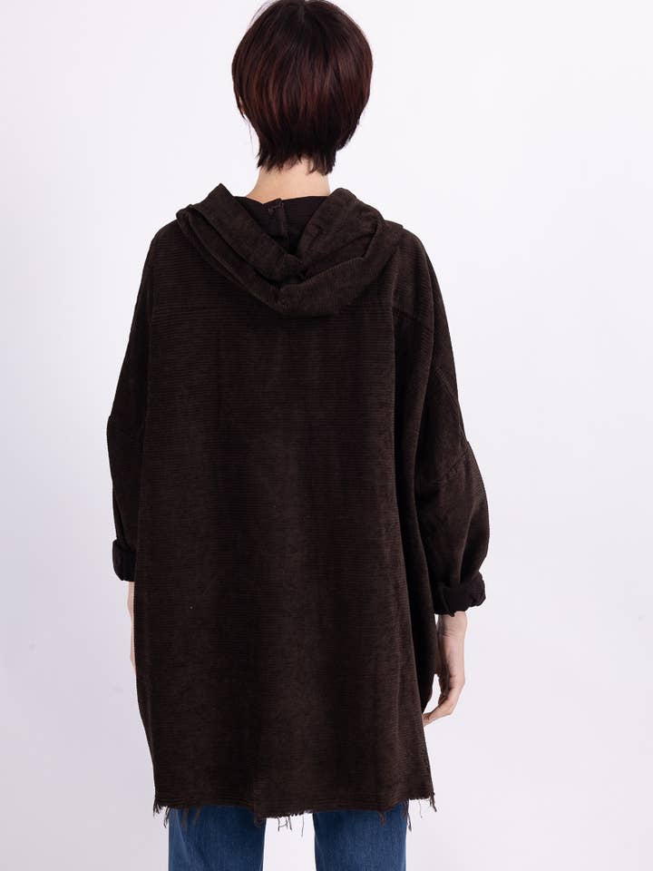 L'Emotion - Wholesale Hoodie - Dames - Fluweelkleurige, geplooide fluwelen hoodie met versleten effect en brede ritssluiting17