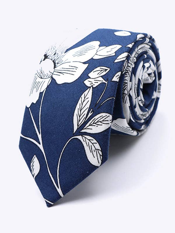 Cravate Liberty Bleu n°2 Homme en Coton «Clovis» pour la vente par Unipap's