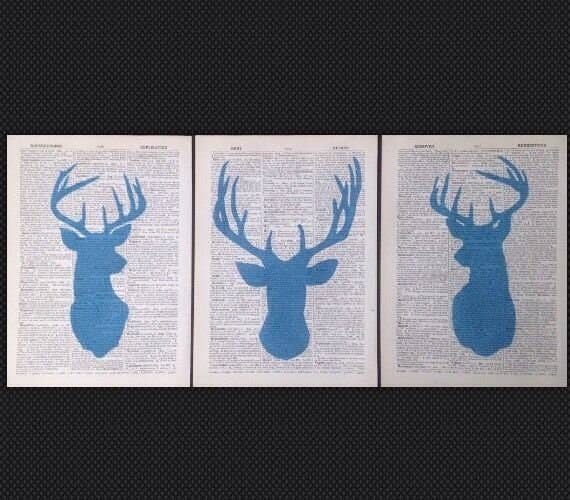 3 x Stag Silhouette Dictionary Wall Art - Dictionary Print for wholesale by Parksmoonprints
