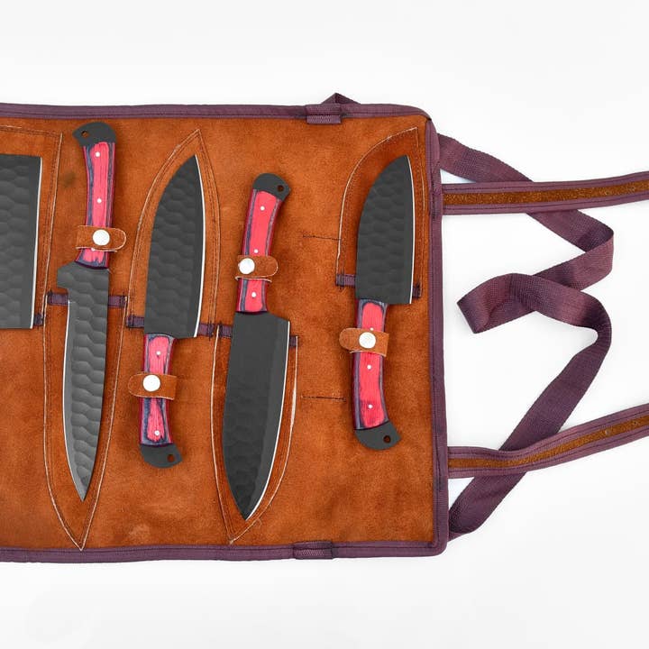 Titan International - Wholesale Knife Set - 5-Piece Knife Set / With Leather carry Bag
