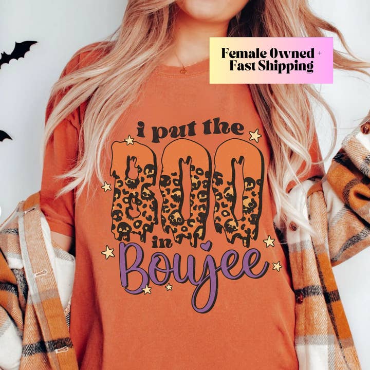 Halloween skjorta, Boo i Boujee Skjorta, Fall Tee, Höstskjorta för wholesale av Woven Wonder Apparel