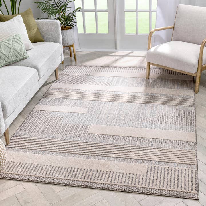 Alfombra Briar Tribal con forma de bucles, abstracta, geométrica, beige para venta al por mayor de Well Woven
