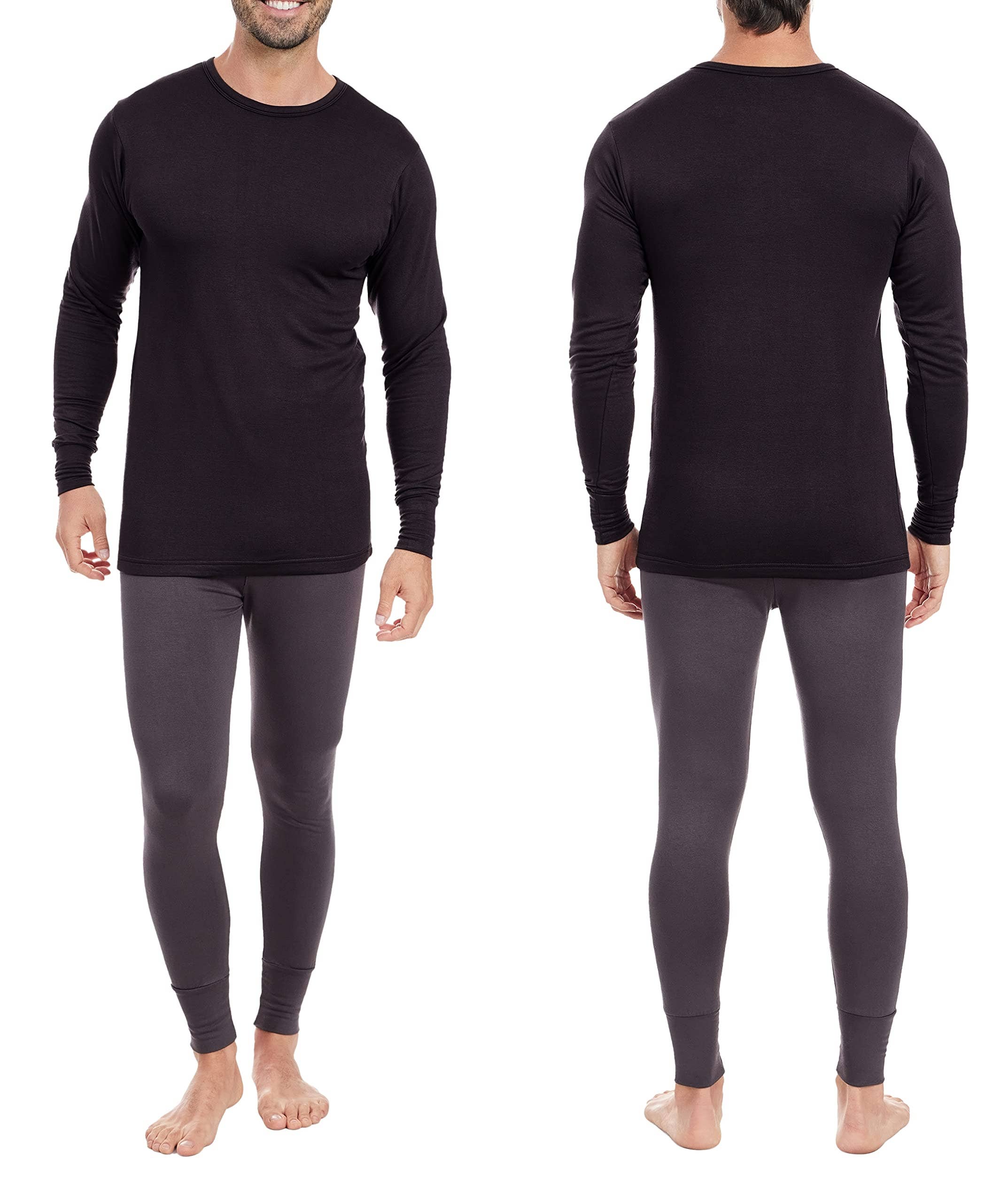 Noir, gris anthracite, bleu marine Lot de 3 sous-maillots thermiques hommes à col rond et manches longues en vente sur Faire1