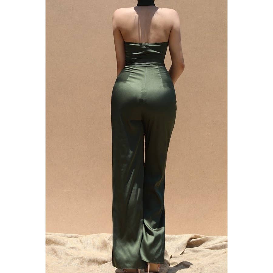 Esmeray Clothing - Vente Combinaison – femme - Combinaison élégante à col nu avec ceinture élégante7