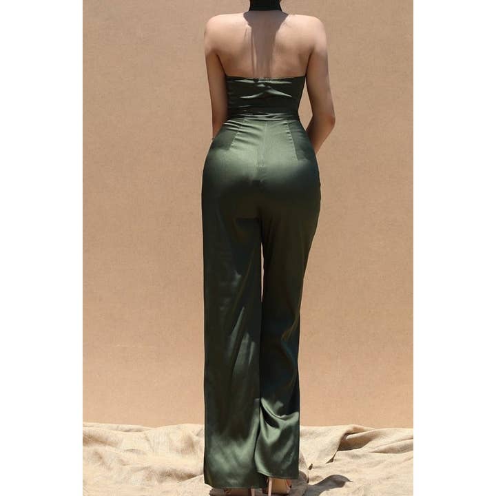 Esmeray Clothing - Vente Combinaison – femme - Combinaison élégante à col nu avec ceinture élégante7