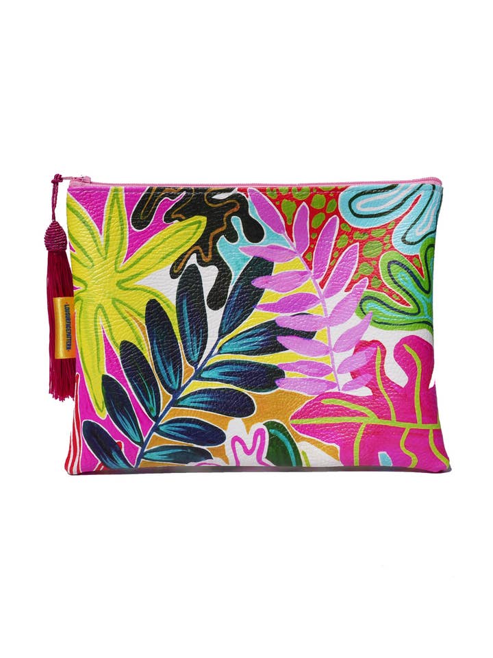 Tropicals veganskt läder sminkväska för wholesale av Lousurfacepattern