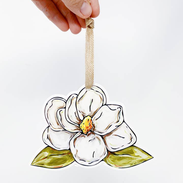 Adorno con diseño de magnolia, diseño floral sureño, bonita flor blanca para venta al por mayor de Home Malone