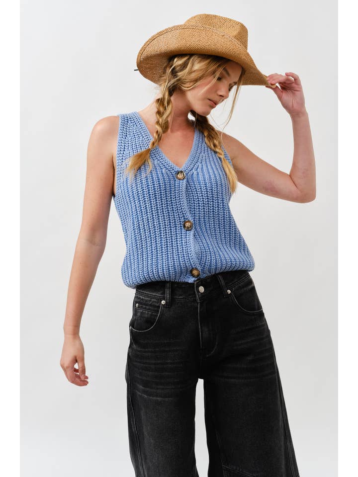 Aaron & Amber - Vendita all'ingrosso Maglione smanicato - Donna - GILET MAGLIA LAVATO VINTAGE MAS321810