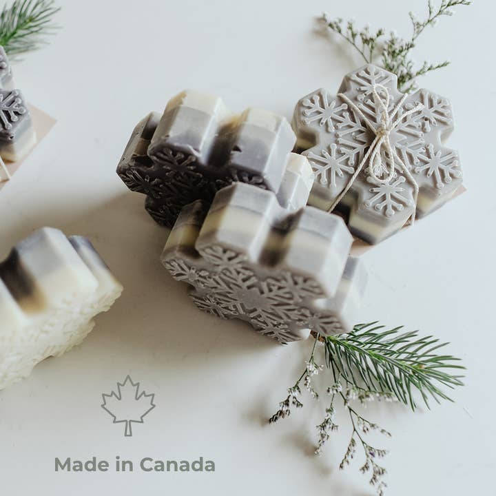 Snowflake Soap Bar: Holiday Collection - Made in Canada for wholesale by SOAK Bath Co