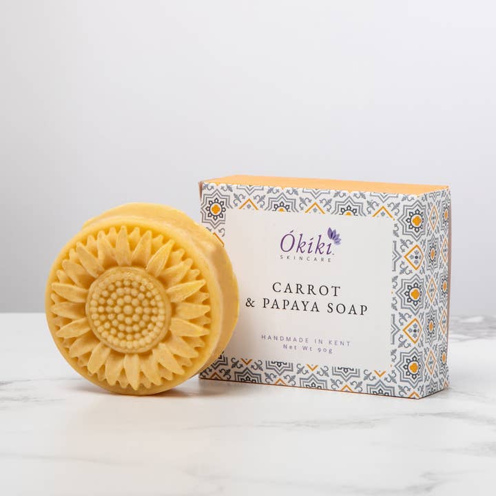 Morot & Papaya tvål för wholesale av Okiki Skincare