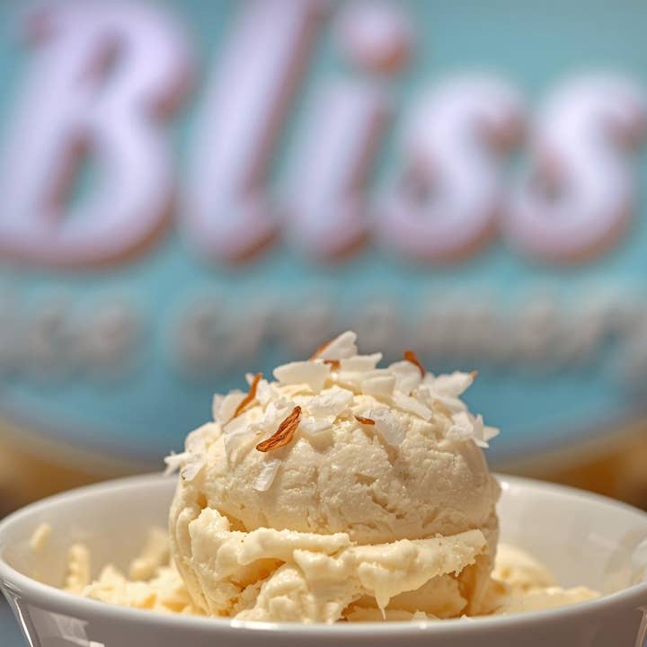 🥥 Coconut Clouds Ice Cream Pints for wholesale by Bliss Ice Creamery