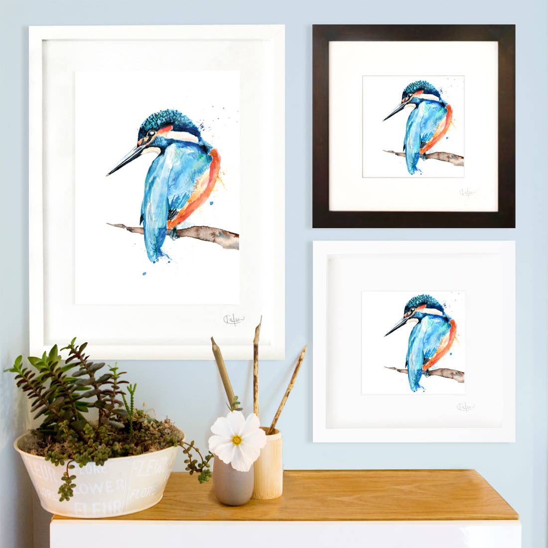 Kate Moby - Wholesale Art Print - Inky Kingfisher Luxury Giclee Unframed Print3