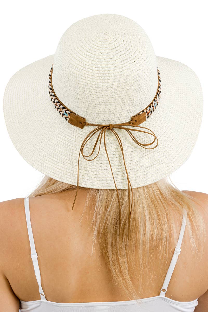 Cap Zone – wholesale Stråhatt – Dam – Cap Zone solhatt i derbystil med kupad kulle och tribalmönstrad kant i halm18