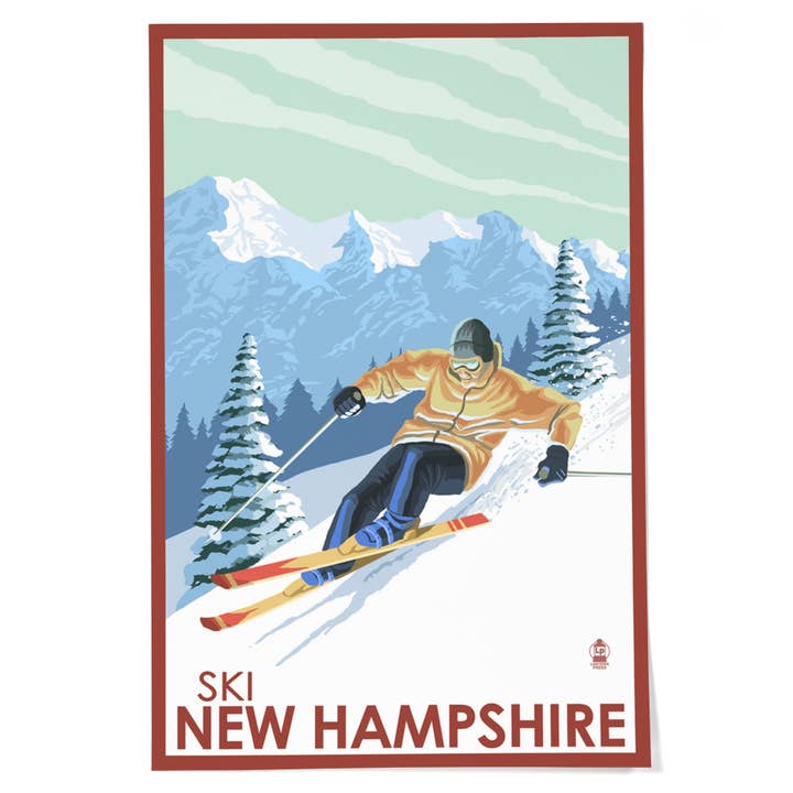 GICLEE PRINT New Hampshire, Downhill Skier for wholesale by Lantern Press