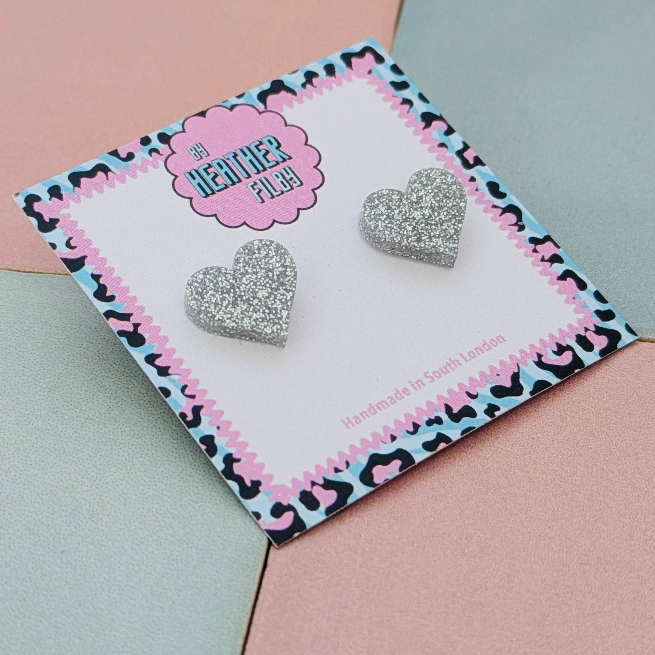 By Heather Filby – wholesale Stud/post earrings – Heart Stud Glitter Earrings (MORE COLOURS) - Best Seller17