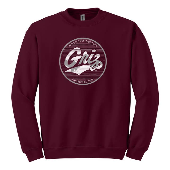 Griz Script Badge - Fleece Crewneck Sweatshirt for wholesale by Blue Peak Creative