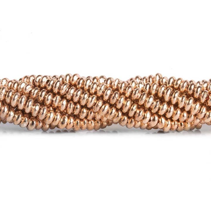 Rose Gold Plated Copper Rondelle Beads 8 inch 90 pieces for wholesale by The Bead Traders