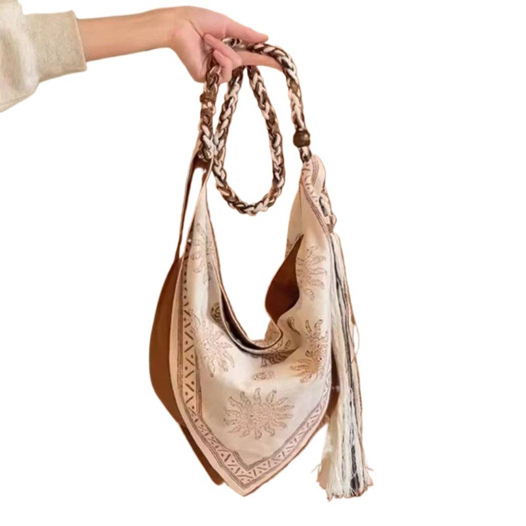 Funkyrel® Atzbranding Limited – Großhandel Tragetasche – Damen – Cosbai - Boho-Dreieckstasche mit Quasten0