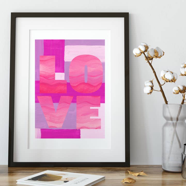 Peinture de typographie Love - Impression artistique pour la vente par Drawn Together Art Collective