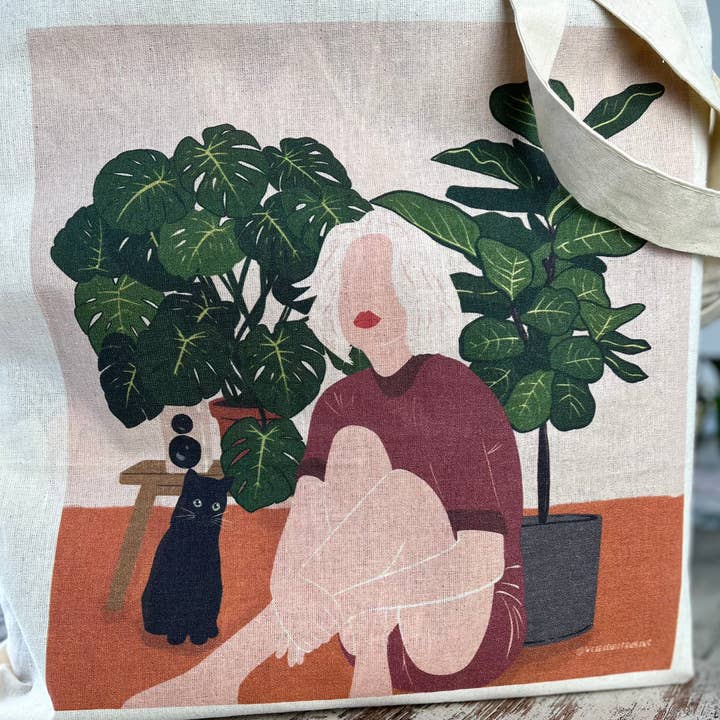 plantyintroverts – wholesale Bärkasse - Dam – Tygväska - Plantlady, Monstera, Fol Tree, Kattväska2