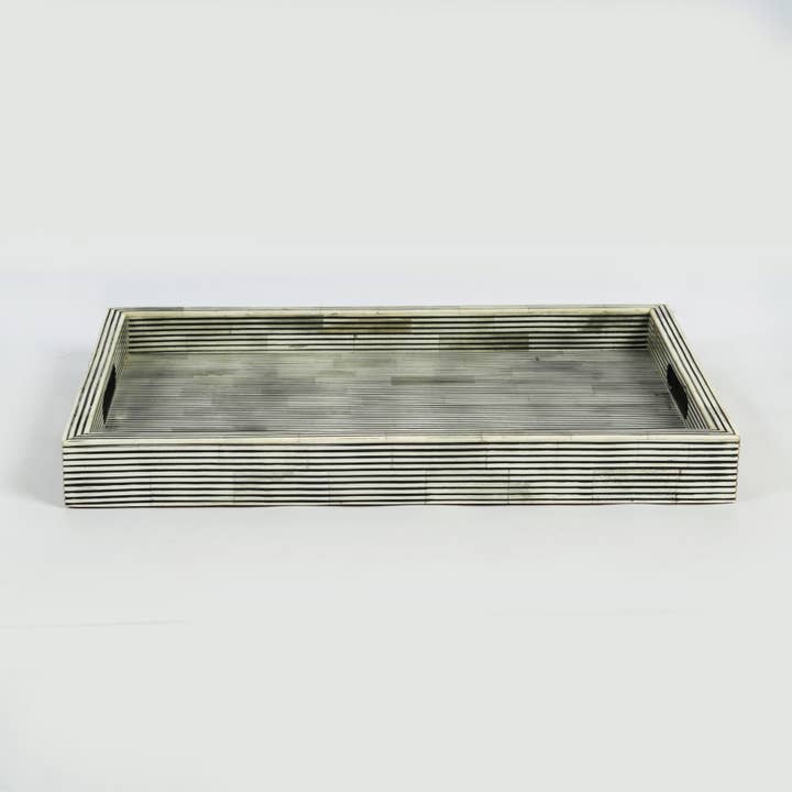 Mela Artisans - Wholesale Serving Tray - Pinstripe Bone Inlaid Decorative Trays0