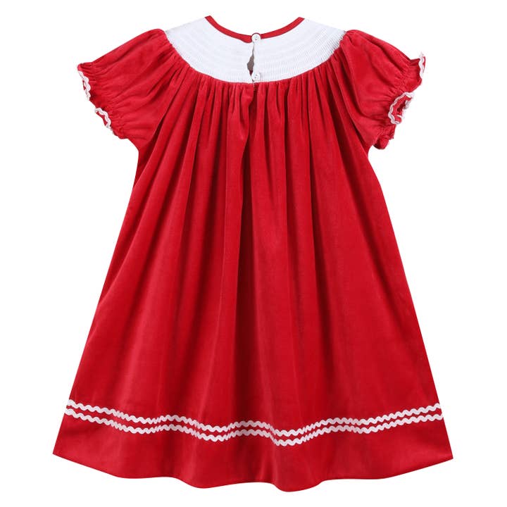 Lil Cactus - Wholesale Dress - Kids - Red Velvet Christmas Nativity Smocked Bishop Dress