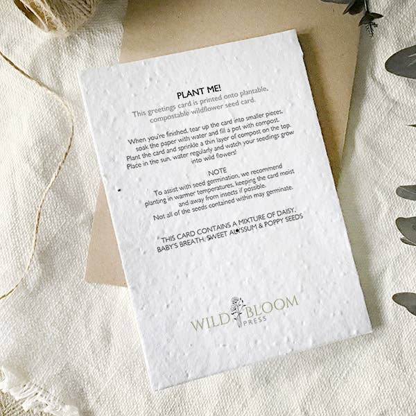 Wild Bloom Press – wholesale Birthday card – Floral special friend, birds plantable wildflower seed card1