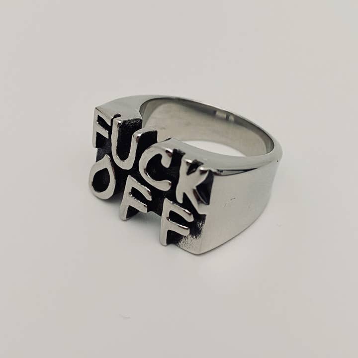 Mio Queena - Wholesale Signet Ring - Personalized Fuck Off Stainless Steel Ring - MJ/MR