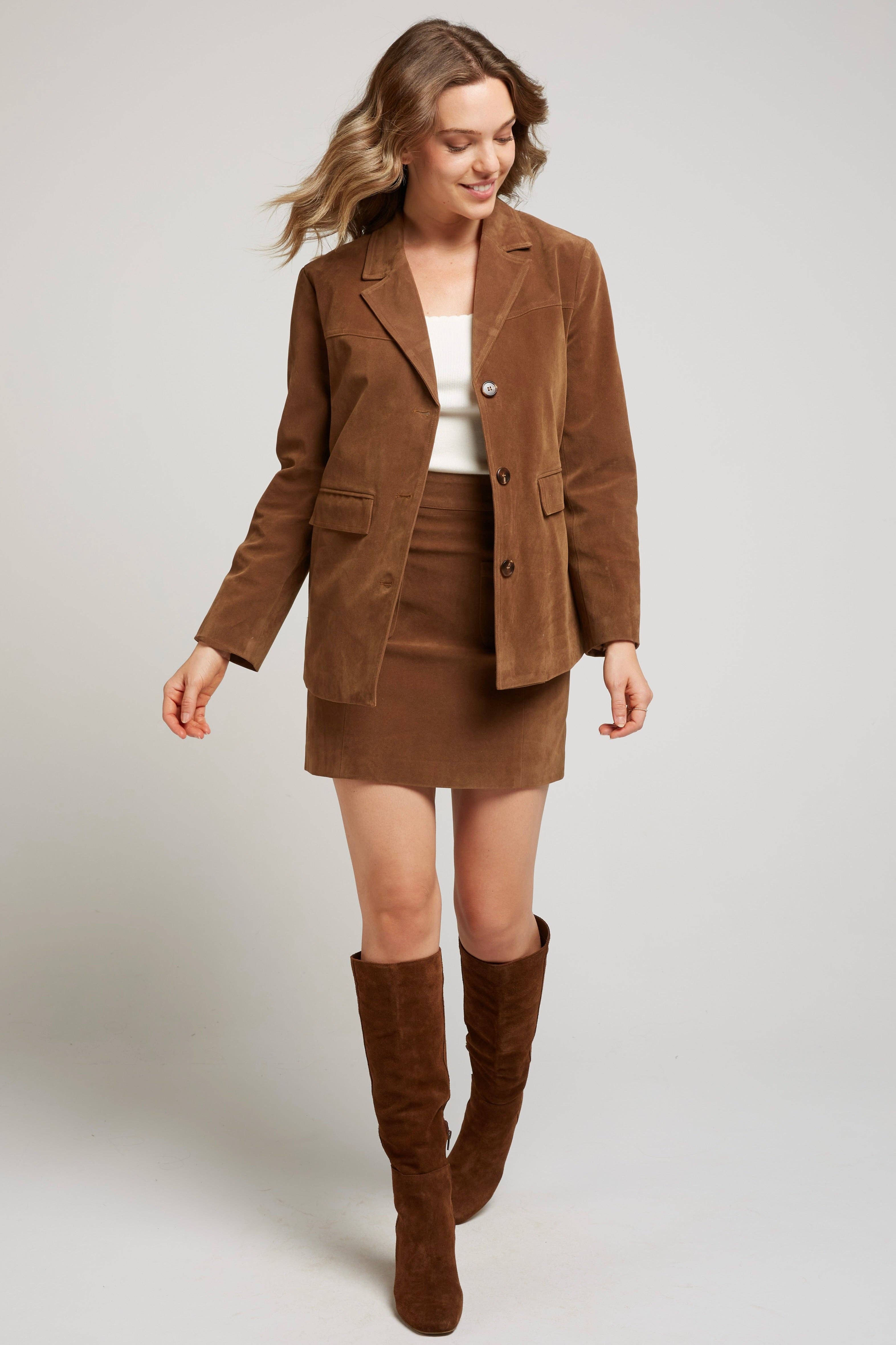 Andy & Lucy - Wholesale Rok - Dames - JANE - korte rok van stijf suède9