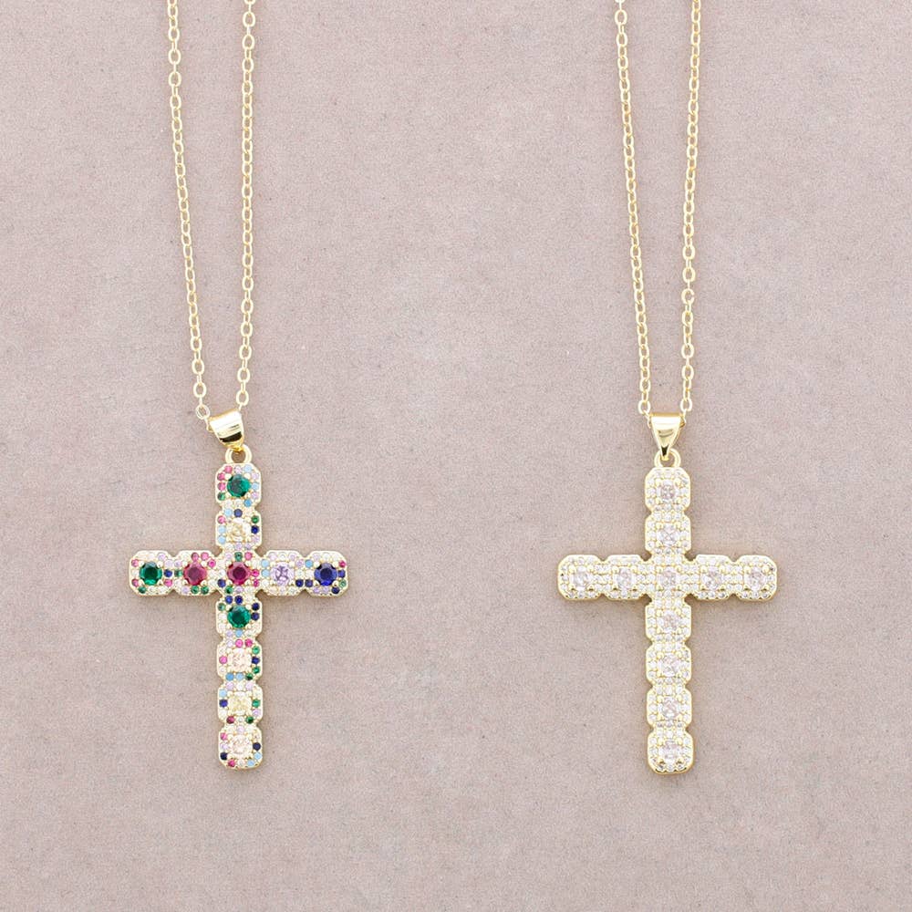 Sonata – Joias personalizáveis por atacado – Colar de bronze 55 cm com pingente de cruz e zircônia2