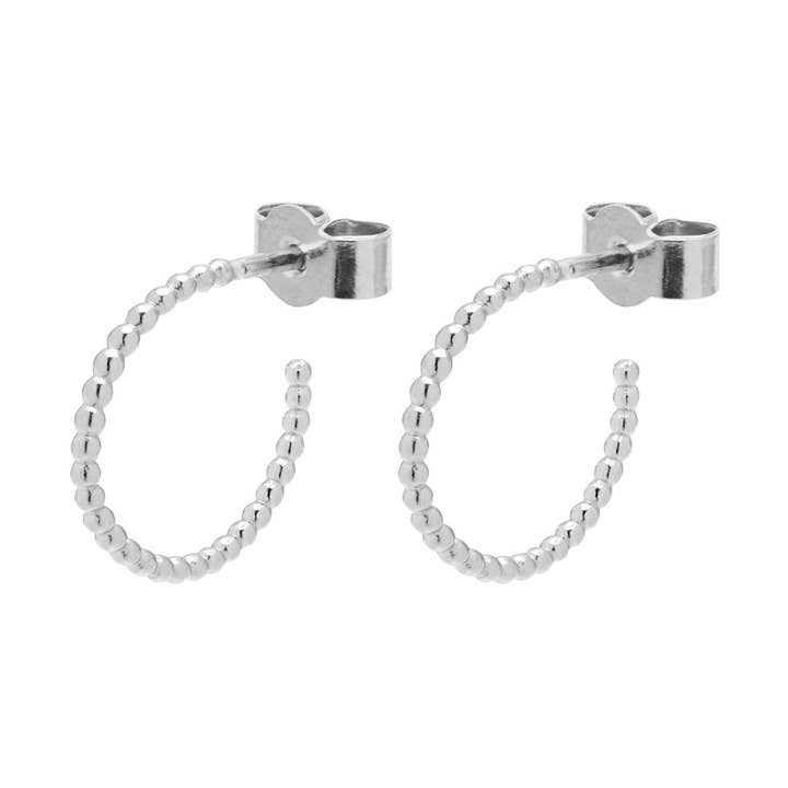 Boucles d'oreilles à tige Mini Sphere Hoop - Argent pour la vente par Myia Bonner