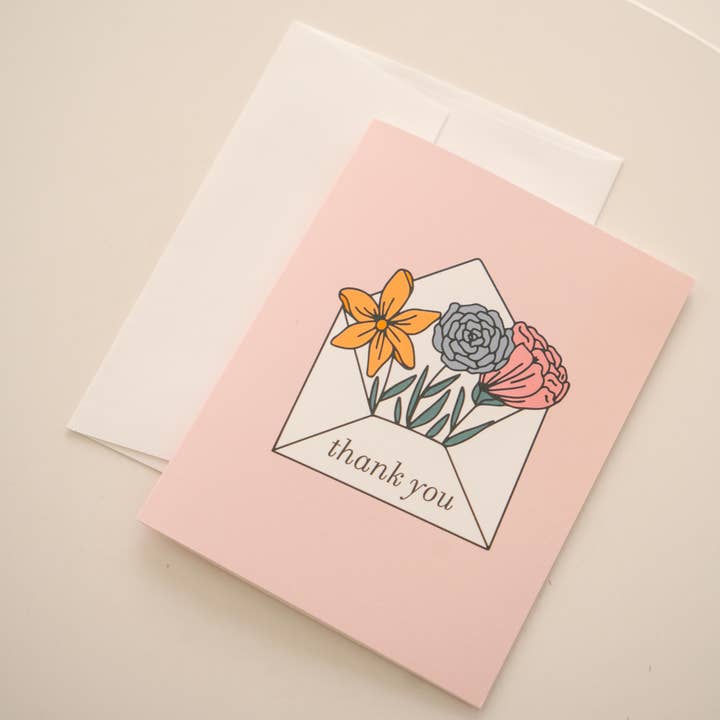 Floral Thank You Greeting Card for wholesale by Daisy Market Co. by Kelsey Haver Designs
