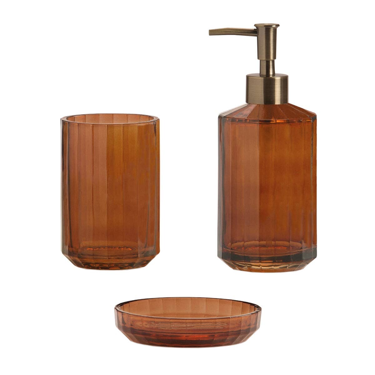 Andrea House - Vente Porte-savons de bain - Porte-brosse à dents de salle de bain en verre marron1