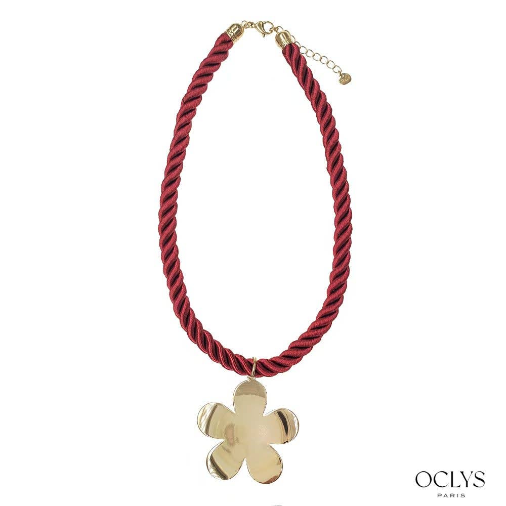 Oclys – Großhandel Kette mit Anhänger/Charm – Buntes Band Halskette Blume Edelstahl Inna6