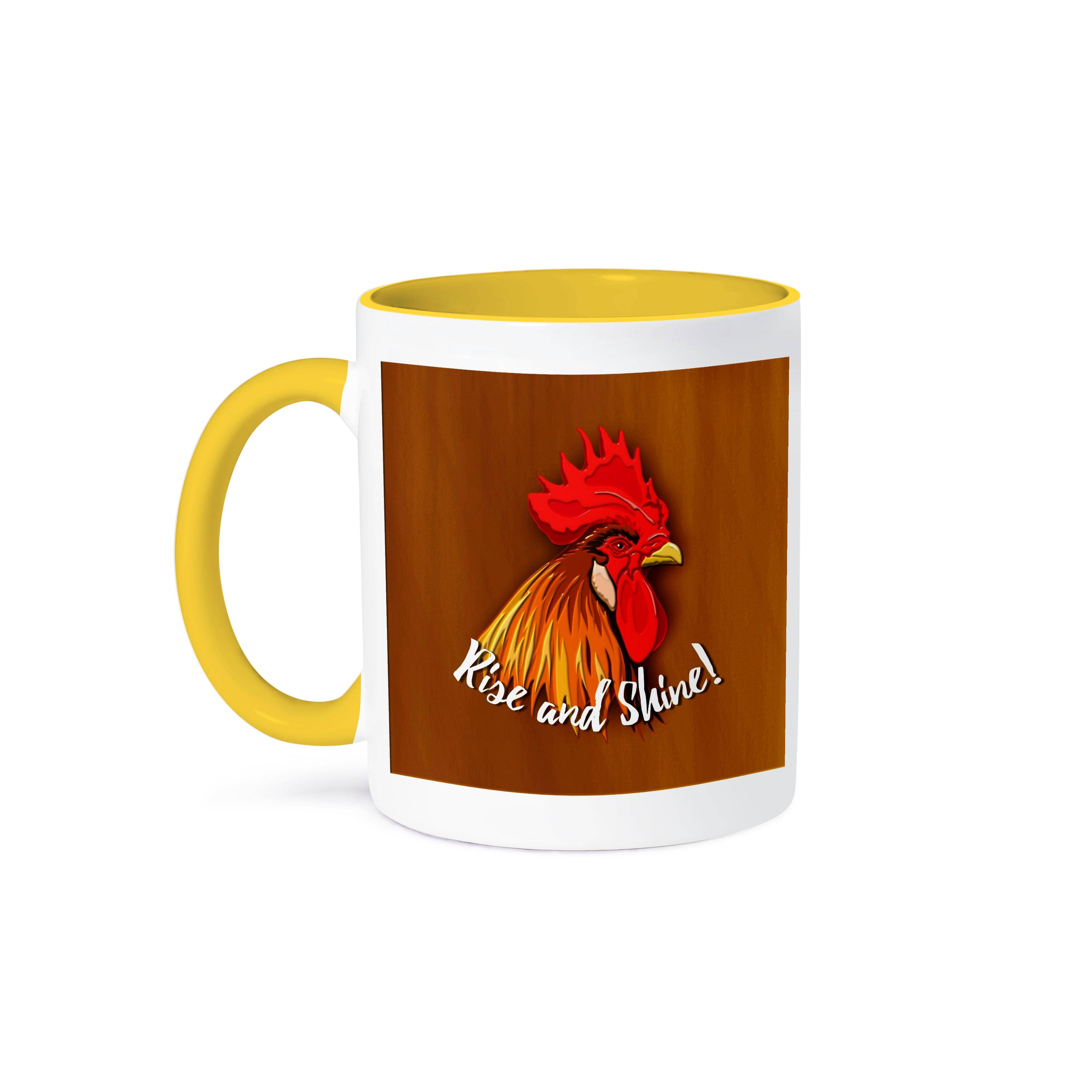 3dRose - Vendita all'ingrosso Tazza - 3dRose, Design Colorato di Gallo con Testo - Alzati e Brilla, Tazza0