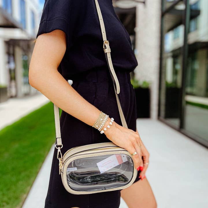 MiMi Wholesale - Wholesale Crossbody Bag - Women's - TG10552 Double Zipper Oval Clear Gameday/Stadium Bag16