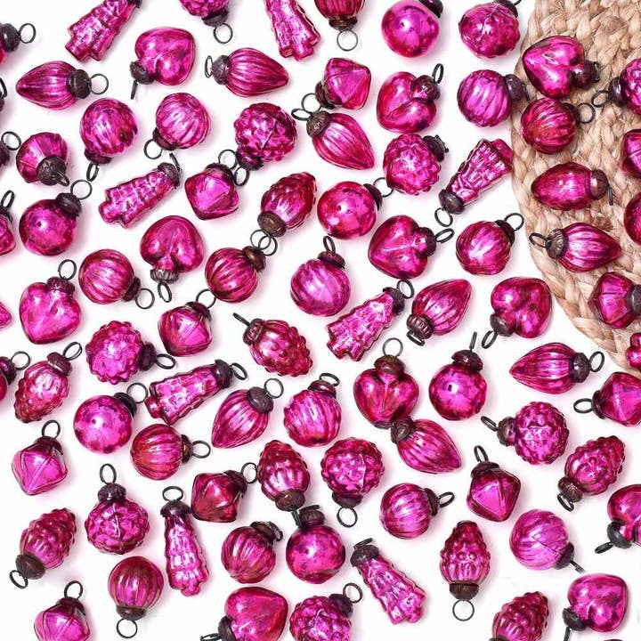 25 Pieces Glass Pink Christmas Ornamets for wholesale by Daana Paani LLC