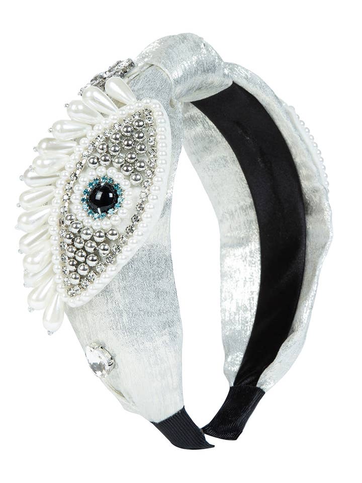Evil Eye Rhinestone Pearl Knotted Headband L4654 for wholesale by Ole