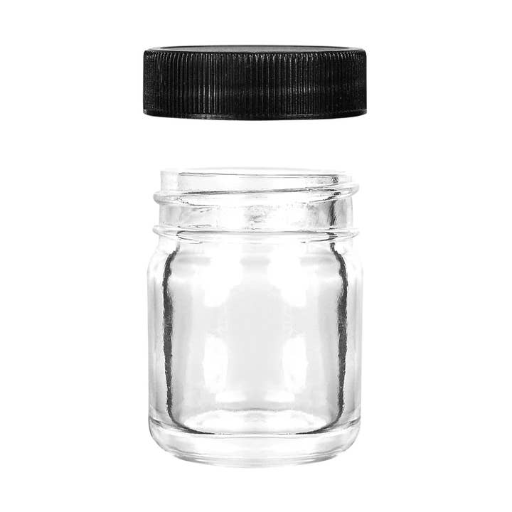 Human Objects® - Wholesale Jar - 1oz Glass Jars With Black Caps - 1 Gram