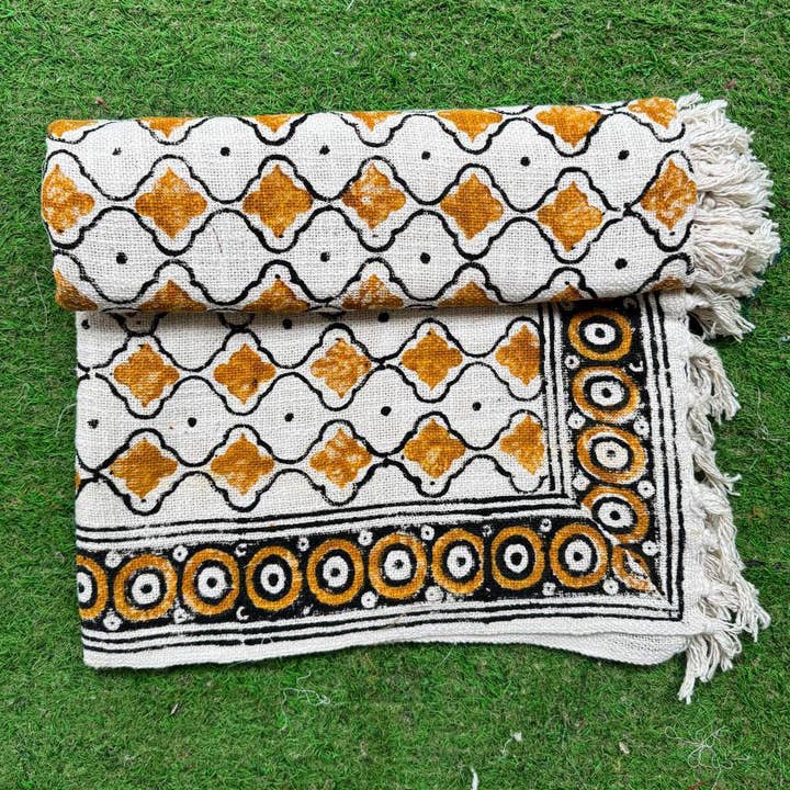 GYPSY STUDIO - Wholesale Throw Blanket - Pure Cotton Bedspread Block Printed Sofa & Beach Picnic Rugs4