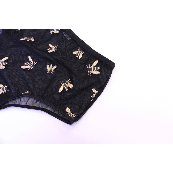 Jordan de Ruiter - Wholesale Underwear – Women's - High Rise Brazilian Panty: Bee Embroidery2
