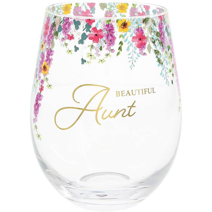 Pavilion – wholesale Wine glass – Beautiful Aunt - Gift Boxed 17 oz Stemless Wine Glass