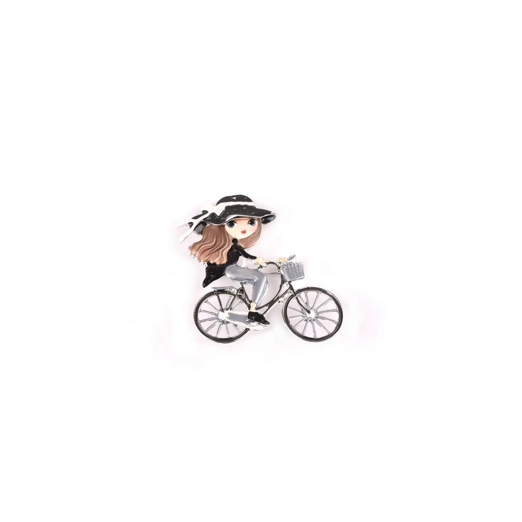 Domoflor s.l - Wholesale Brooch - ✨ Girl on Bicycle Brooch 🚲💐2