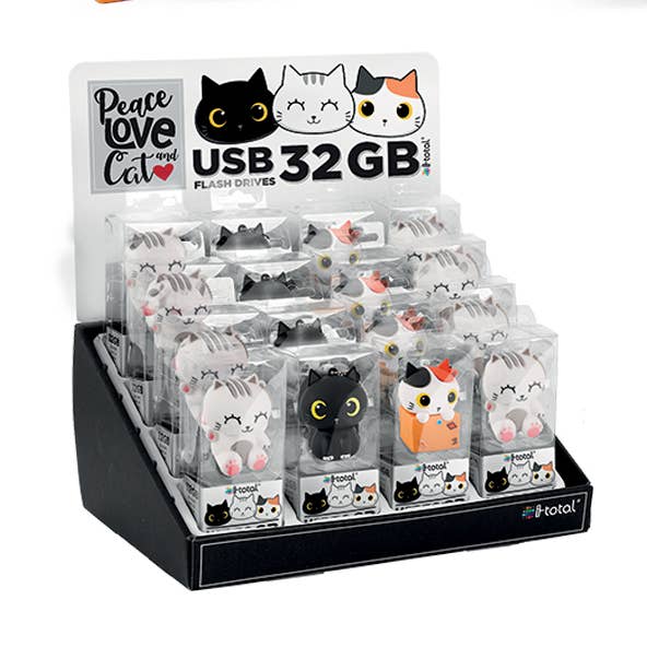 Unidad flash USB Cat de 32 Gb, pantalla, 16 piezas para venta al por mayor de I-Total, I-Drink
