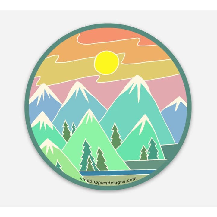 Solnedgång Mountain vinyl klistermärke för wholesale av Ollie Lou Designs