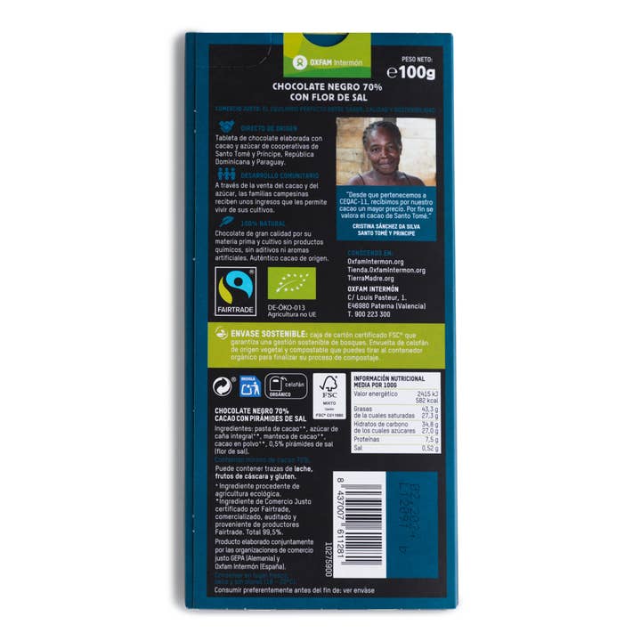 Tierra Madre – wholesale Choklad – BIO Svart choklad 70% Fleur de Sal Tablett 100 g1