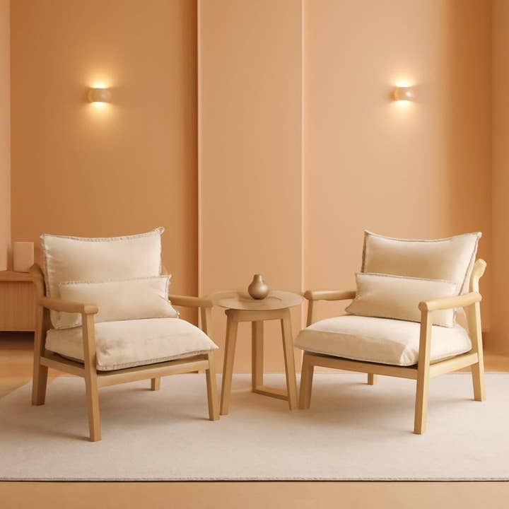 Cloud Accent Armchairs Beige Chenille With Lumbar Pillow for wholesale on Faire