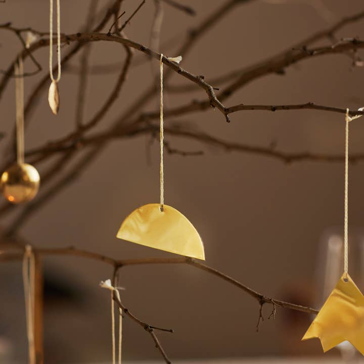 Fleck - Wholesale Ornament Set - Abstract Brass Christmas Ornaments, Set of 9