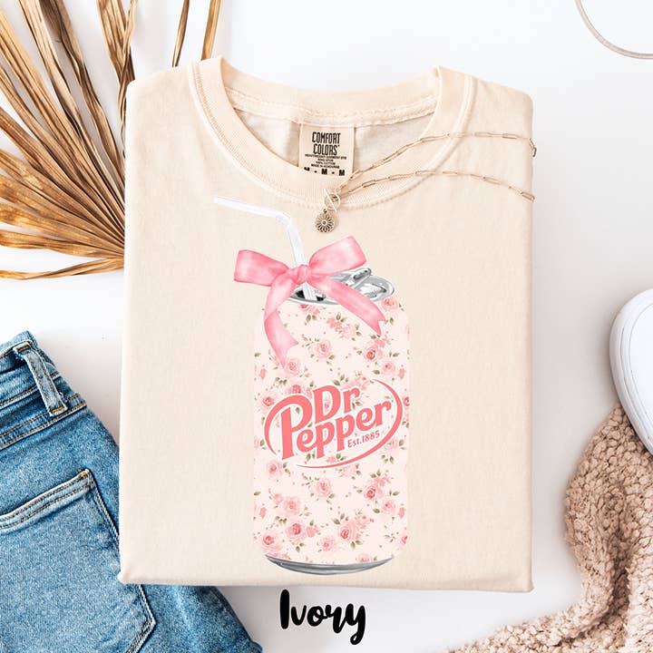 Bloemen Dr. Pepper Blik Korte Mouwen Overhemd voor wholesale door Blazing Oaks Clothing Company