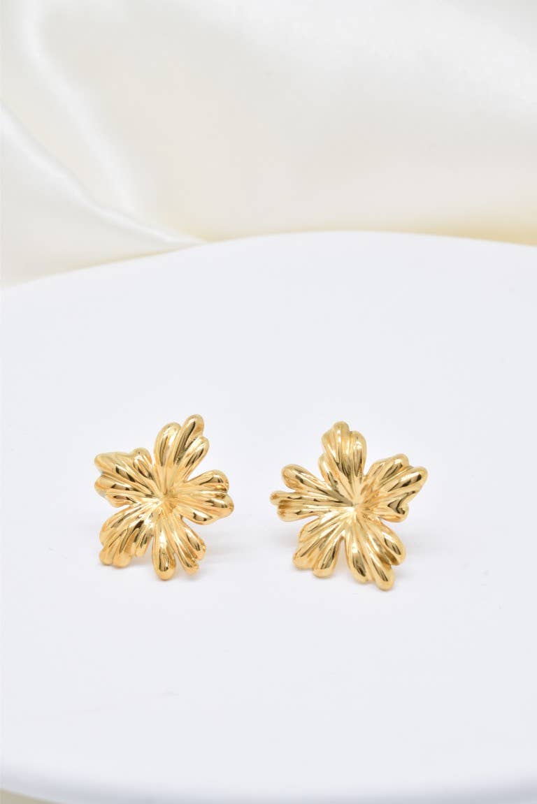 Kapyco - Wholesale Stud/Post Earrings - Stainless steel flower earrings -BO1003491